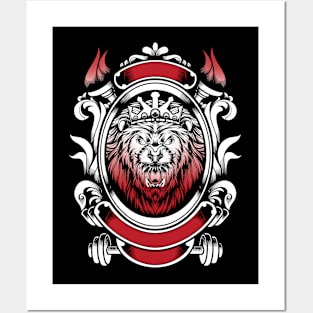 Lion king white red Posters and Art